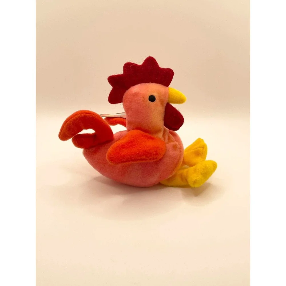 Ty Teenie Beanie Babies Strut the Rooster Pink Orange Plush Toy 1993‎ Vintage